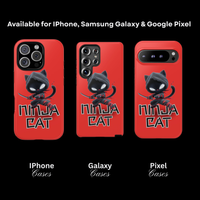 Ninja Cat Phone Case | Cute Cat Design | Phone Protector Gift | Red Ninja Cat Cover
