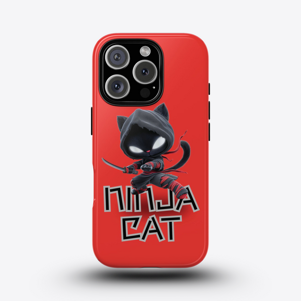 Ninja Cat Phone Case | Cute Cat Design | Phone Protector Gift | Red Ninja Cat Cover